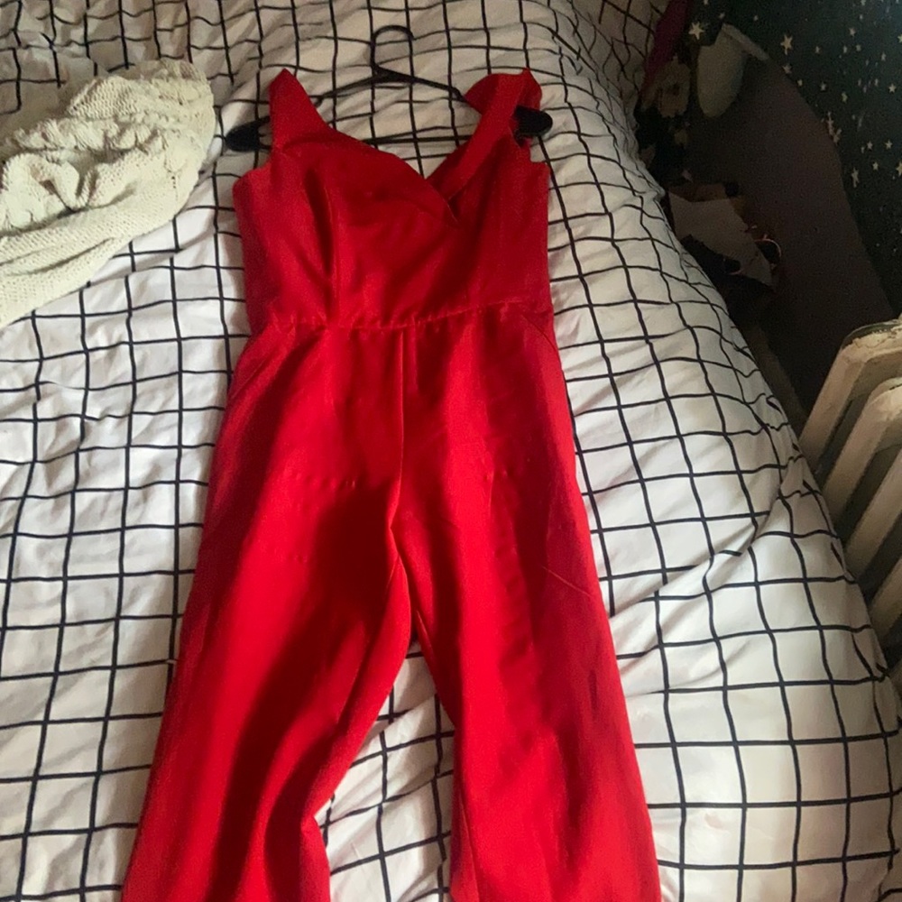 Red fashion nova jump suit